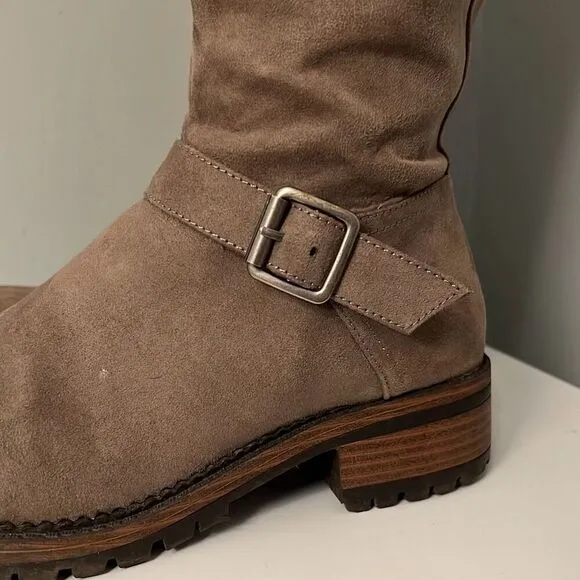 Kenneth Cole Tough Talk Women's Brown Faux Suede Side Zip Tall Boots Size 7 Wide