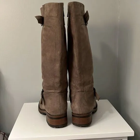 Kenneth Cole Tough Talk Women's Brown Faux Suede Side Zip Tall Boots Size 7 Wide