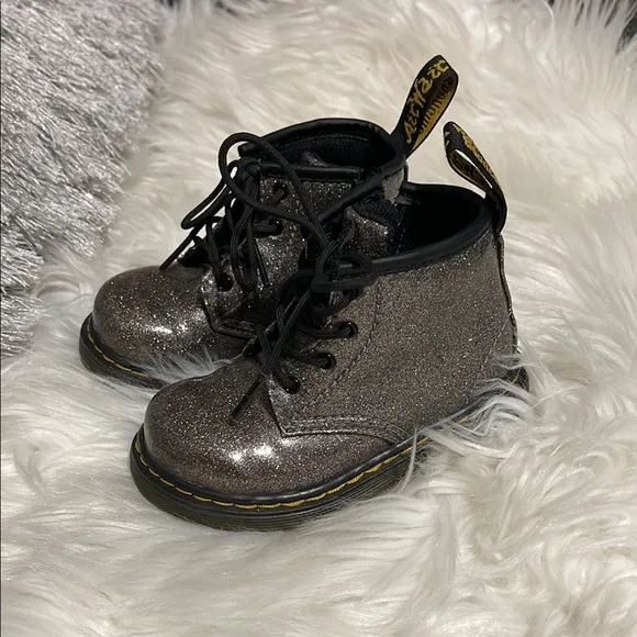 Kids Glitter Black Boots