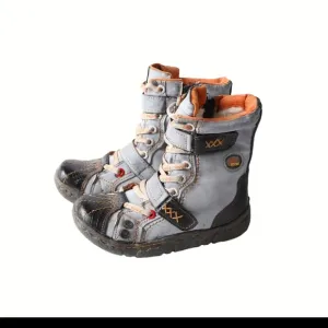 Kids High-Top Boots with Orange Accents