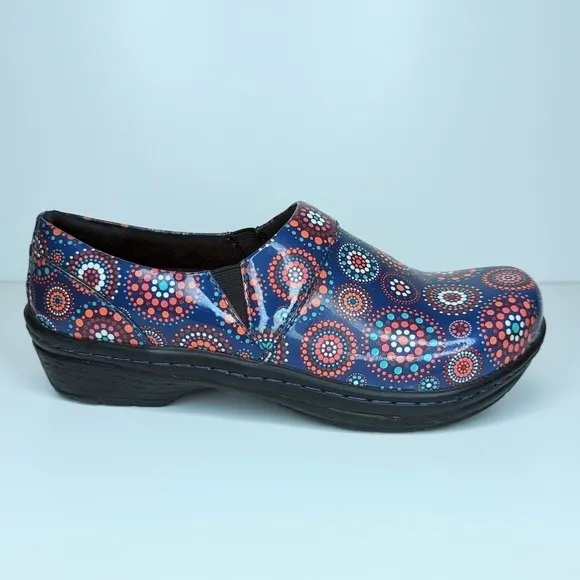Klogs Mandala Mission women's leather clog shoes red blue size 7