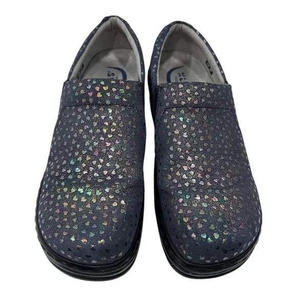 KLOGS Naples size 8 M Slip On Shoes Nursing Healthcare Navy Hearts