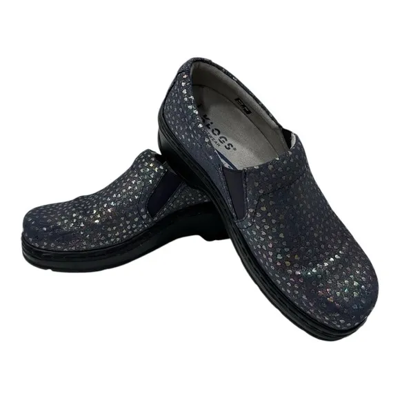 KLOGS Naples size 8 M Slip On Shoes Nursing Healthcare Navy Hearts
