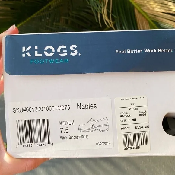 KLOGS Naples White Leather Clog Nursing Shoes Women’s size 7.5