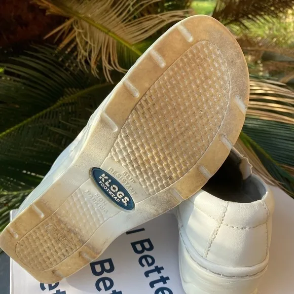 KLOGS Naples White Leather Clog Nursing Shoes Women’s size 7.5