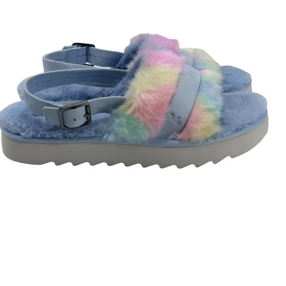 Koolaburra‎ By UGG Fuzz D Out Women's Slippers 11 M Blue Pastel NWOB