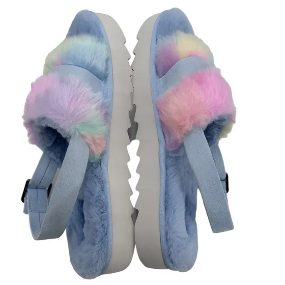 Koolaburra‎ By UGG Fuzz D Out Women's Slippers 11 M Blue Pastel NWOB