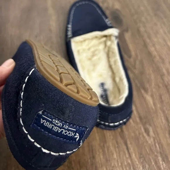 Koolaburra By Ugg Lezly Slippers Womens 7 Blue Suede Shearling‎ Lined Shoes