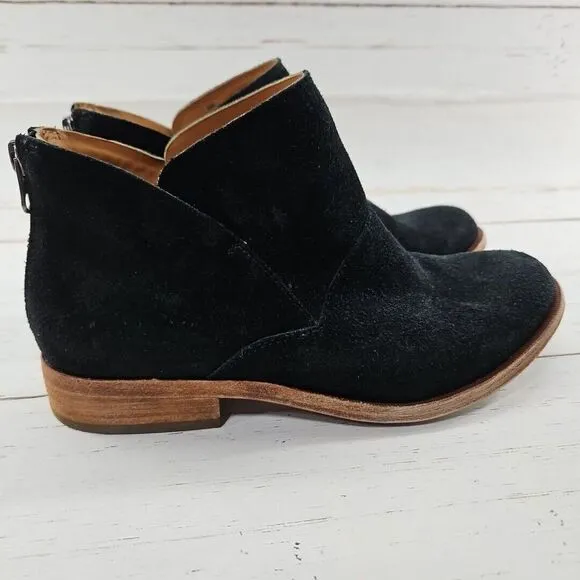 Kork-Ease Womens Ryder Black‎ Leather Suede Ankle Boots Size 6 Rear Zip Booties