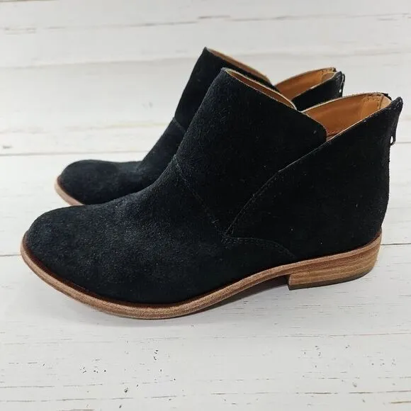 Kork-Ease Womens Ryder Black‎ Leather Suede Ankle Boots Size 6 Rear Zip Booties