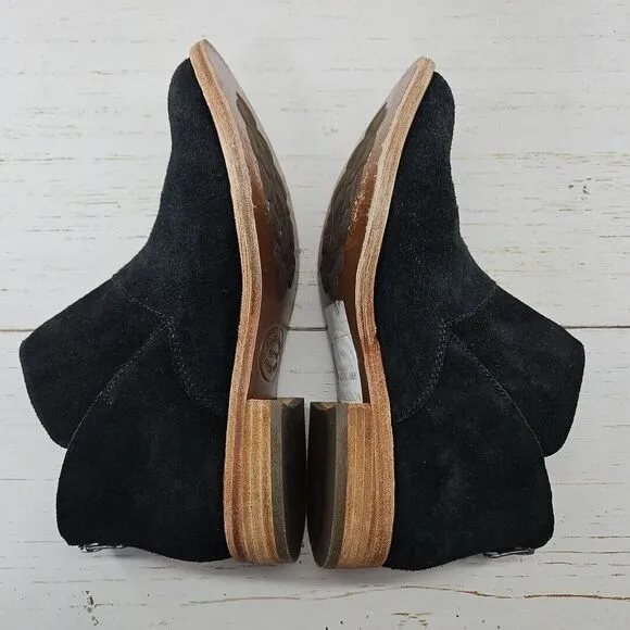 Kork-Ease Womens Ryder Black‎ Leather Suede Ankle Boots Size 6 Rear Zip Booties