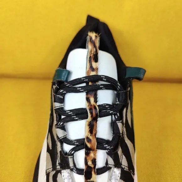 KURT GEIGER London Black White Lunar Animal Print Sneakers Women's Shoes Sz 7.5