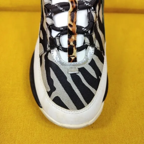 KURT GEIGER London Black White Lunar Animal Print Sneakers Women's Shoes Sz 7.5