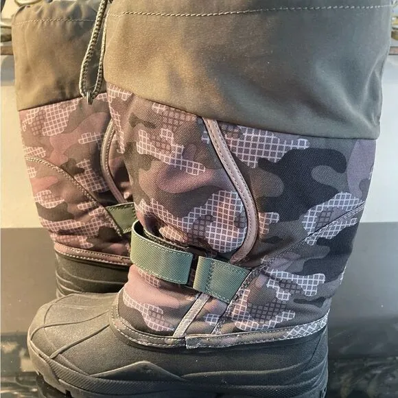 L L Bean Green Camo Snow boot Hook &amp; Loop Closure Wool Lined Waterproof Y6 W 8