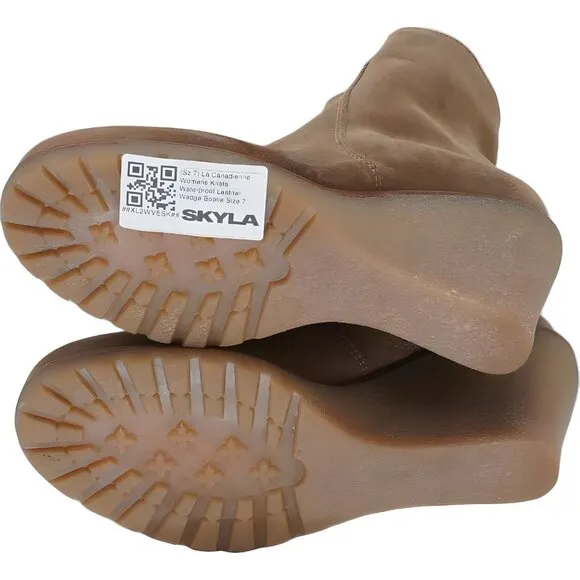 La Canadienne Krista Waterproof Leather Wedge Booties Size 7