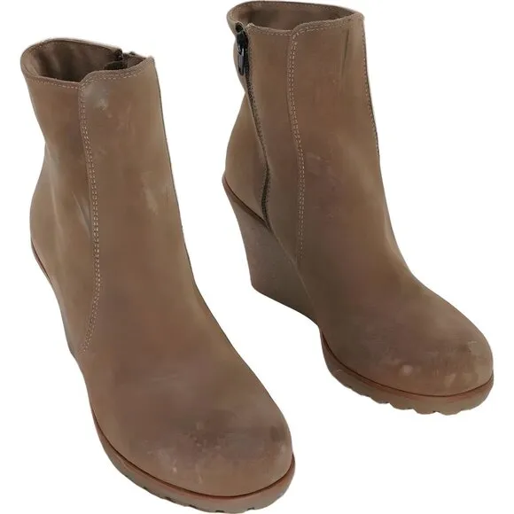 La Canadienne Krista Waterproof Leather Wedge Booties Size 7