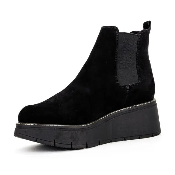 La Canadienne Women Black Suede Waterproof Slip on Festival Platform Boots sz 11