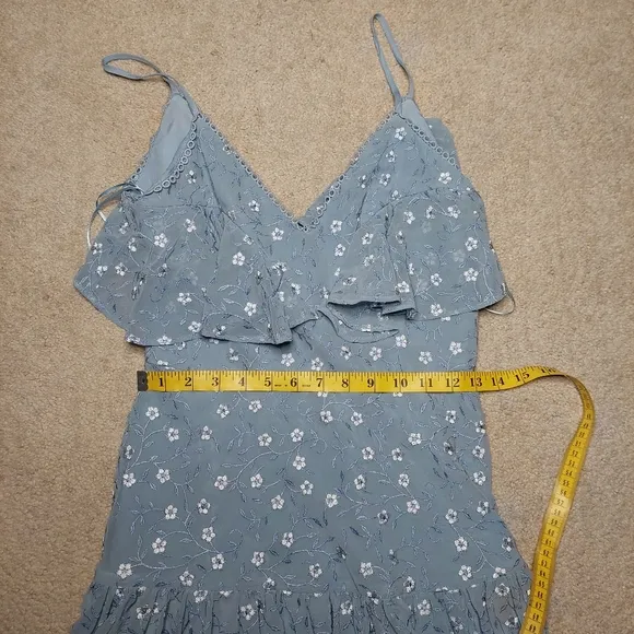 La Maison Talulah Ardency Blue Floral-Embroidered Dress Sz S