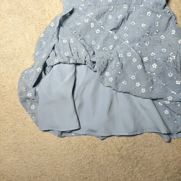La Maison Talulah Ardency Blue Floral-Embroidered Dress Sz S