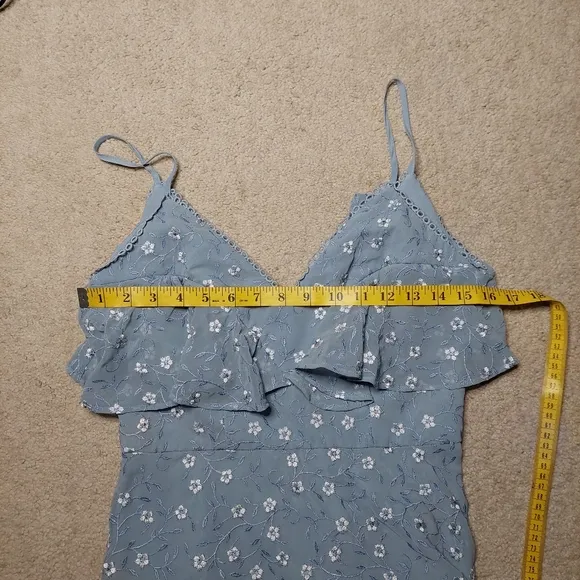 La Maison Talulah Ardency Blue Floral-Embroidered Dress Sz S