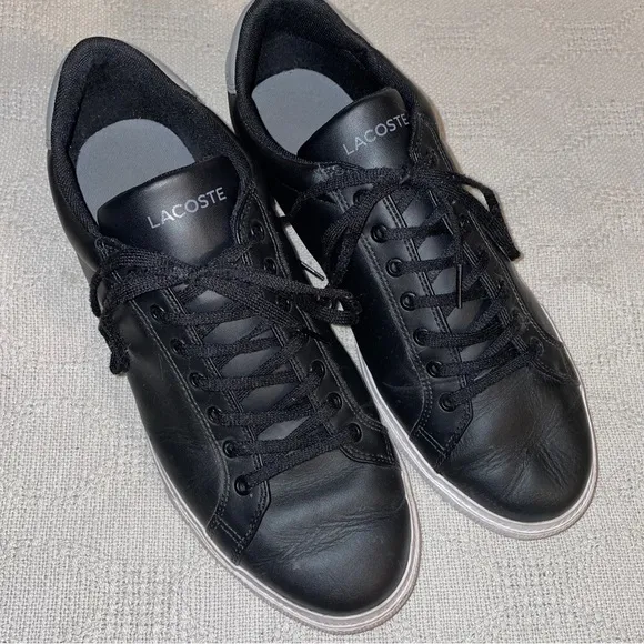 Lacoste Casual Sneakers Men’s Size 10.5 M Black Leather Lace Up Gator Comfort