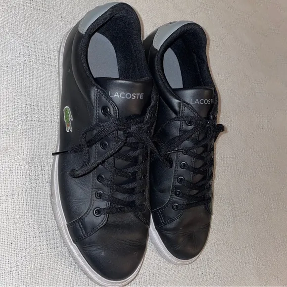 Lacoste Casual Sneakers Men’s Size 10.5 M Black Leather Lace Up Gator Comfort