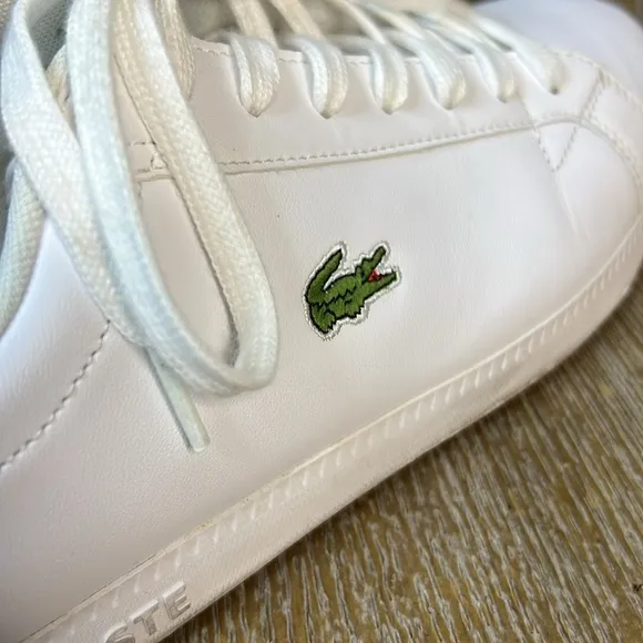 LACOSTE Men's White Graduate Leather and Synthetic Sneakers 10
