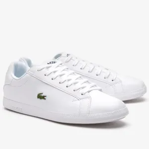 LACOSTE Men's White Graduate Leather and Synthetic Sneakers 10