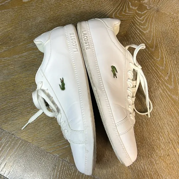 LACOSTE Men's White Graduate Leather and Synthetic Sneakers 10