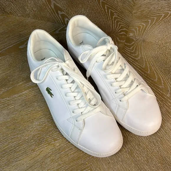 LACOSTE Men's White Graduate Leather and Synthetic Sneakers 10