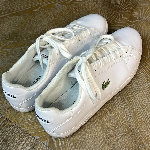 LACOSTE Men's White Graduate Leather and Synthetic Sneakers 10