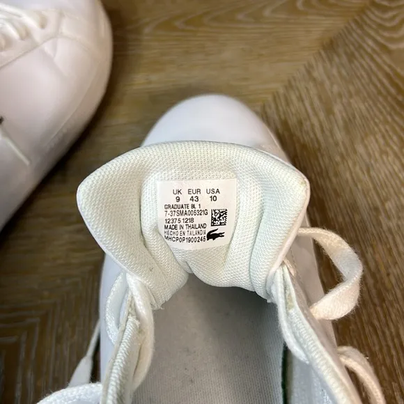 LACOSTE Men's White Graduate Leather and Synthetic Sneakers 10