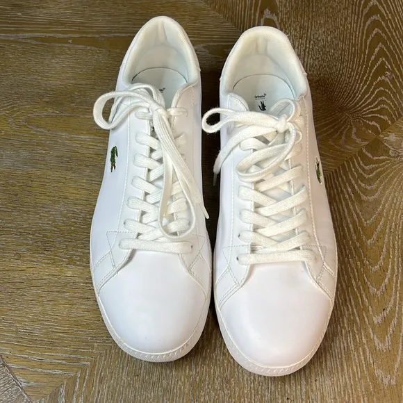 LACOSTE Men's White Graduate Leather and Synthetic Sneakers 10