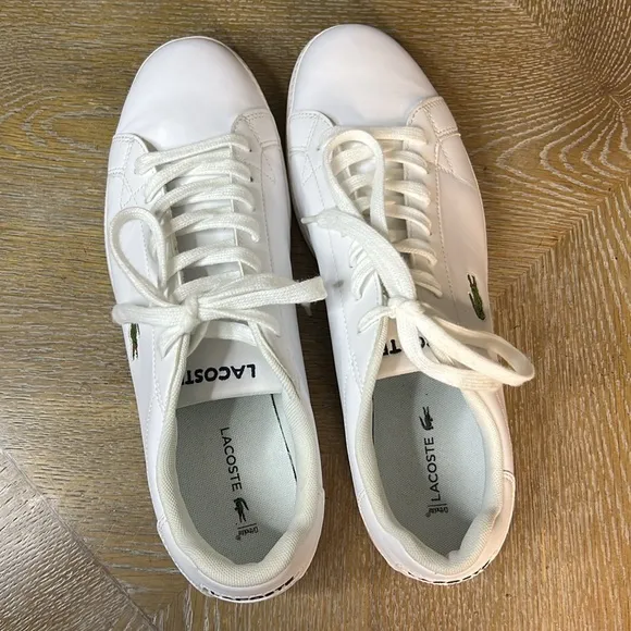 LACOSTE Men's White Graduate Leather and Synthetic Sneakers 10