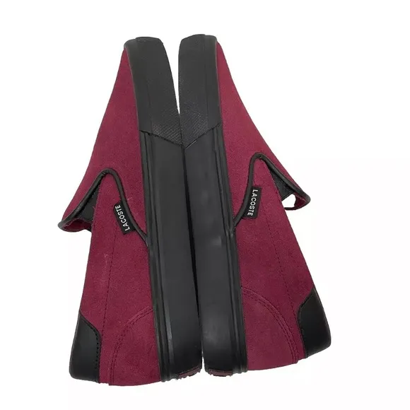 LaCoste Sneakers Womens 9 Jump Serve Slip Merlot Red Slip On Ortholite New Box