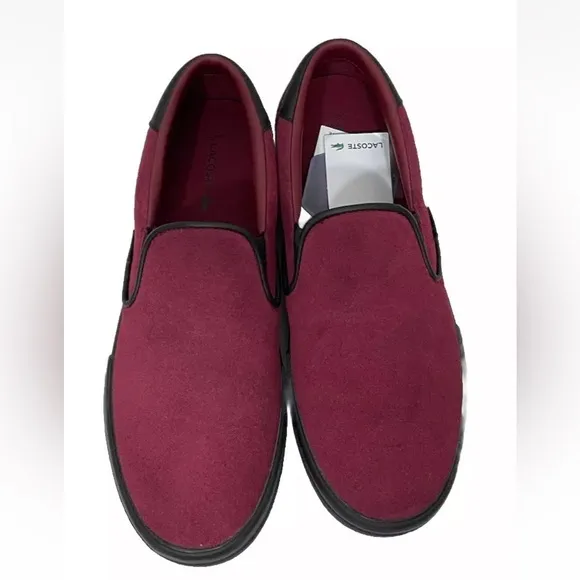 LaCoste Sneakers Womens 9 Jump Serve Slip Merlot Red Slip On Ortholite New Box