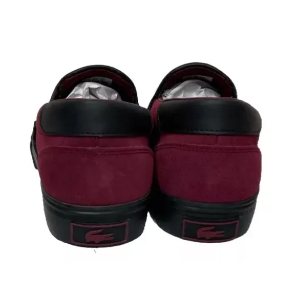 LaCoste Sneakers Womens 9 Jump Serve Slip Merlot Red Slip On Ortholite New Box