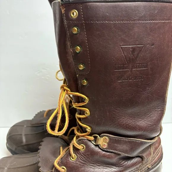 LaCrosse Big Mountain Vintage Brown Leather Snow Boots Duck Winter Tall Keltie