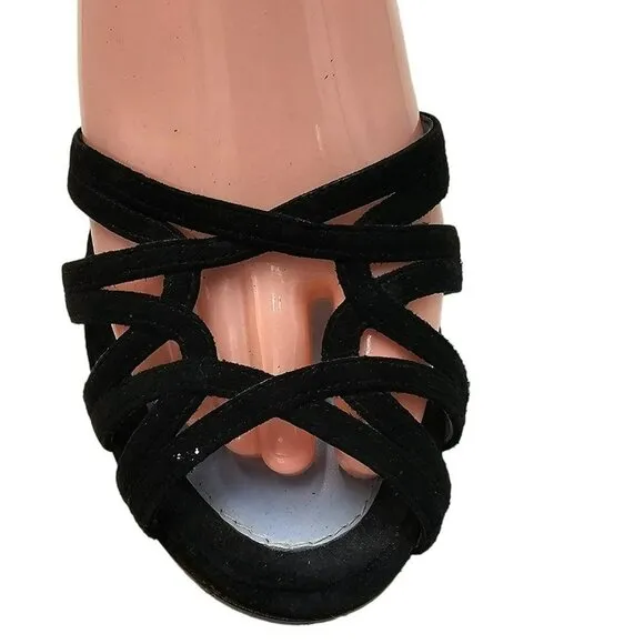 LAMBERTSON TRUEX Suede Sandals 38 Designer Heels Luxury Shoes Ankle Wrap 7.5