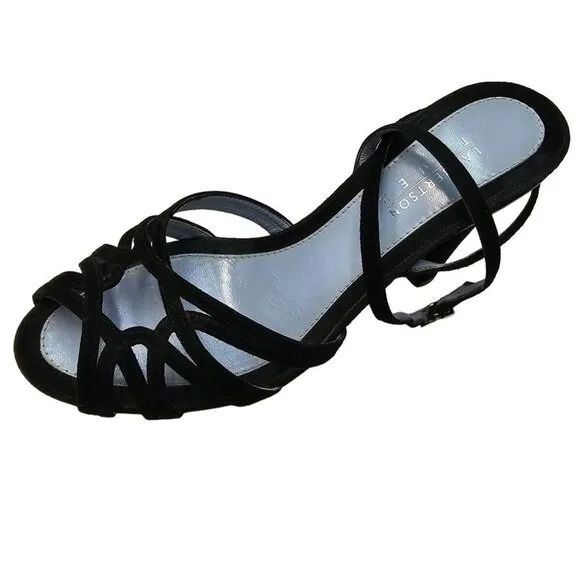 LAMBERTSON TRUEX Suede Sandals 38 Designer Heels Luxury Shoes Ankle Wrap 7.5