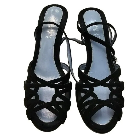 LAMBERTSON TRUEX Suede Sandals 38 Designer Heels Luxury Shoes Ankle Wrap 7.5
