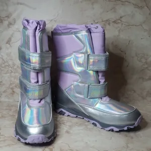 Lands End Iridescent Silver and Lavender Youth Winter  Boots Size 7