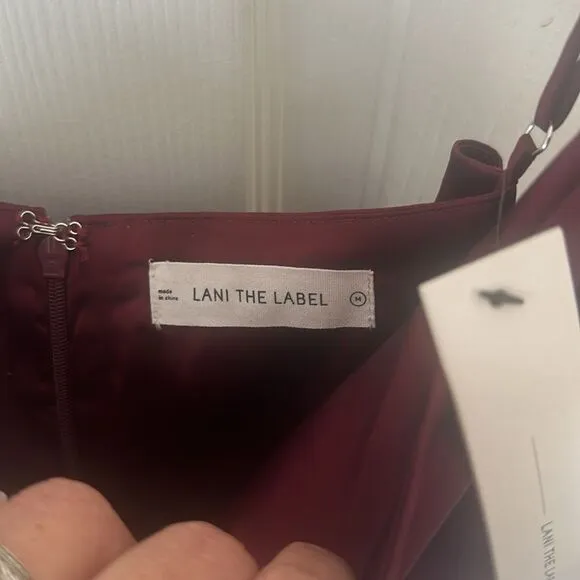 Lani the Label Satin Mini Slip Dress Women's Burgundy Size Medium NWT