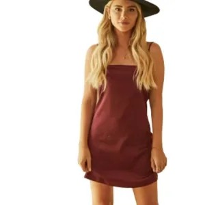 Lani the Label Satin Mini Slip Dress Women's Burgundy Size Medium NWT