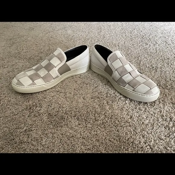 Lanvin Mens Suede Slip-on Sneakers
