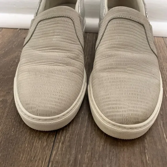 Lanvin Womens Slip On Low Top Sneakers Grey Calfskin Goatskin