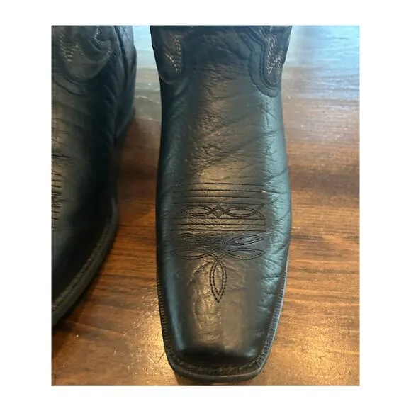 Laredo Black Leather Cowboy Western Slip On Tall Square Toe Boots Men's Size 12