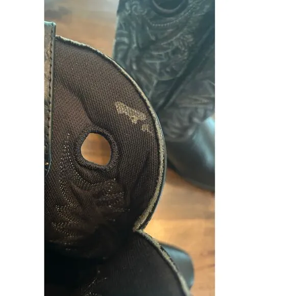 Laredo Black Leather Cowboy Western Slip On Tall Square Toe Boots Men's Size 12
