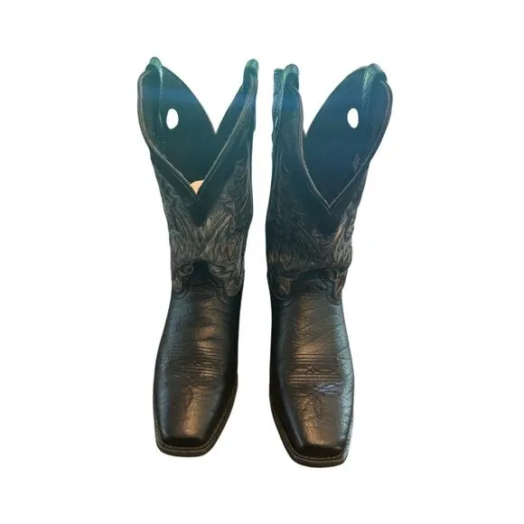 Laredo Black Leather Cowboy Western Slip On Tall Square Toe Boots Men's Size 12
