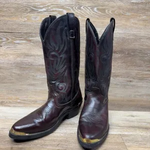 Laredo Brush-Off McComb Black Cherry Leather Western Boots Men's Size 8.5